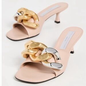 Stella McCartney Blush Heels with Gold and Silver Chain